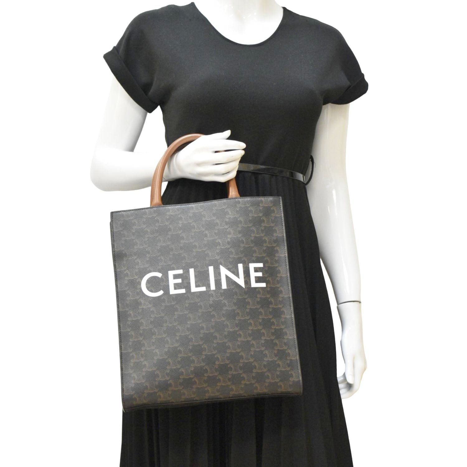 Triomphe Vertical Cabas Shoulder Bag Canvas Black