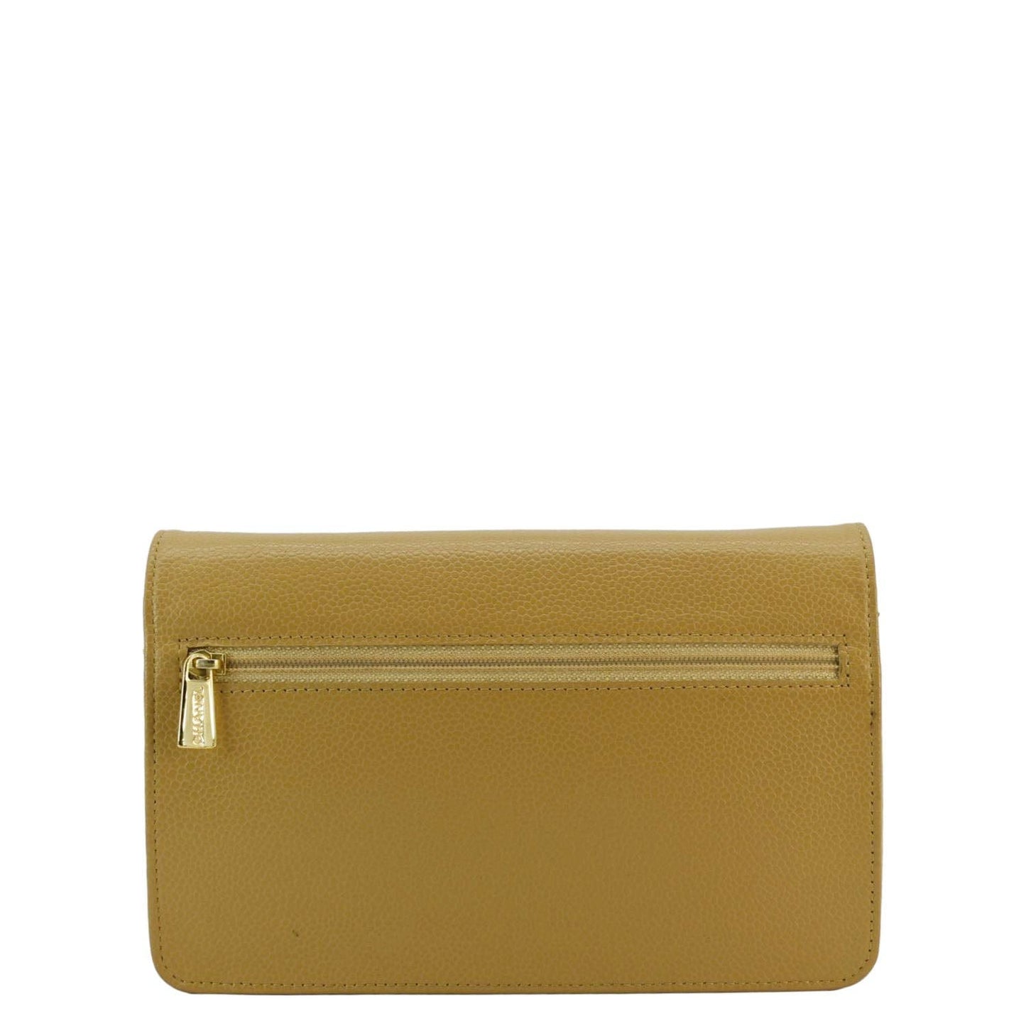 Chanel Timeless Caviar On Leather Beige Wallet Case