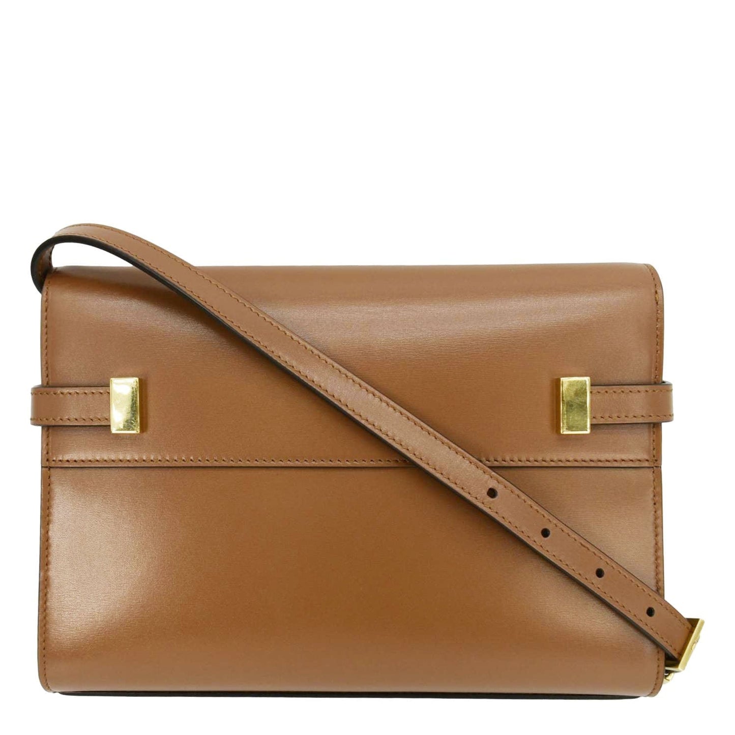 YSL Saint Laurent Yves Manhattan Shoulder Bag Leather Brown