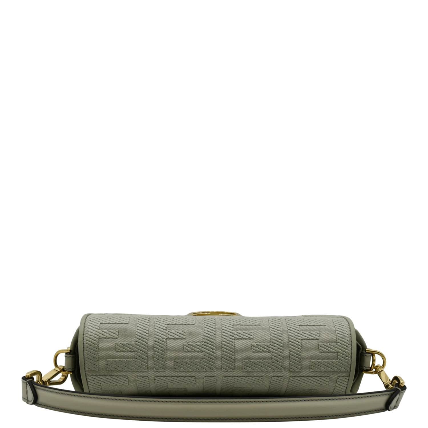 Fendi Baguette Ff Shoulder Bag Mint Canvas Green Chain
