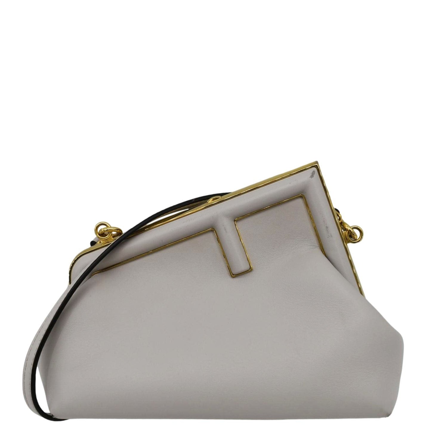 Fendi First Nappa Shoulder Bag Light Leather Gray Small