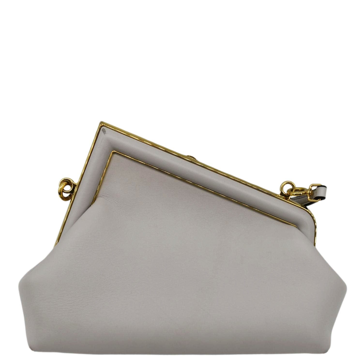 Fendi First Nappa Shoulder Bag Light Leather Gray Small