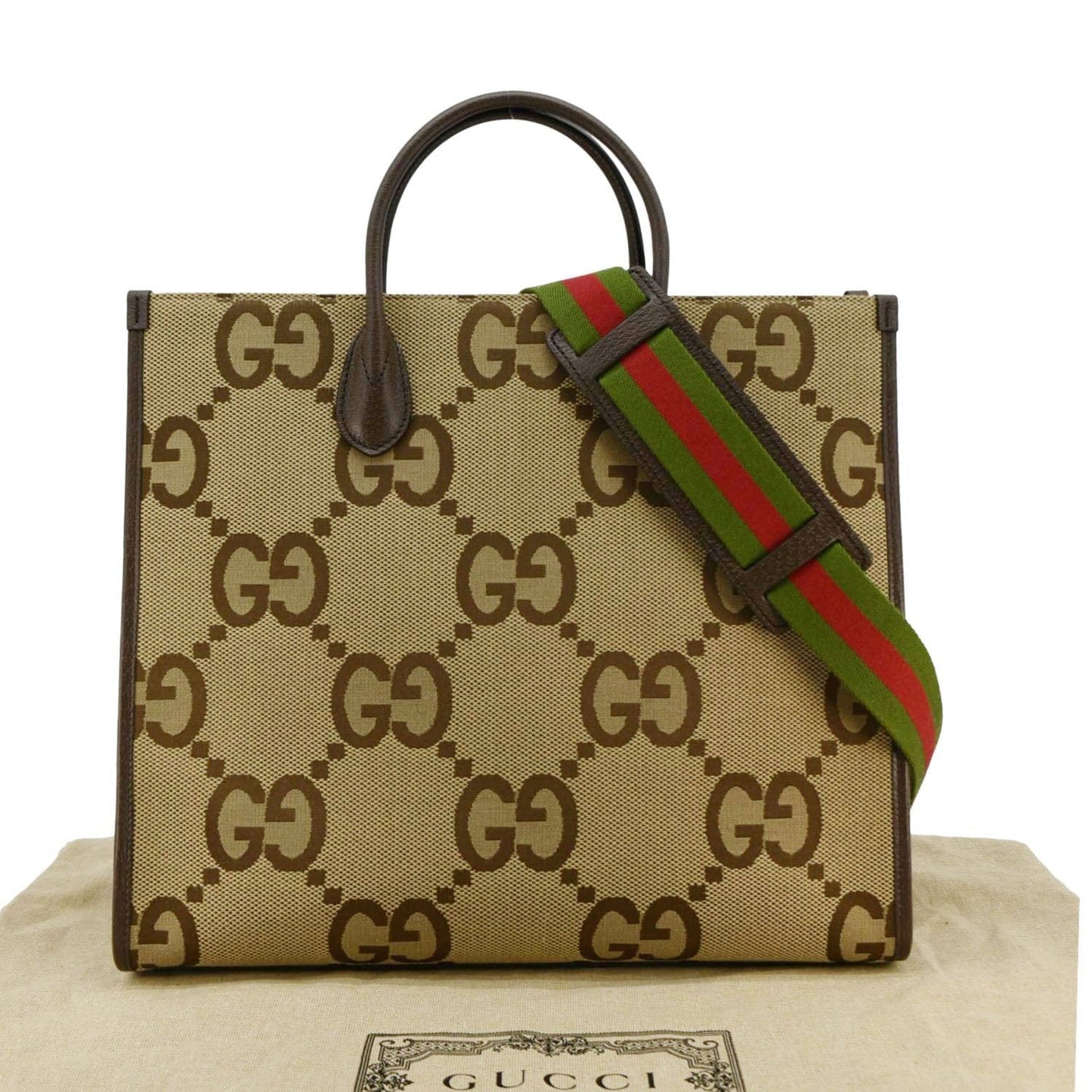 Gucci Jumbo Tote Shoulder Bag Canvas Beige
