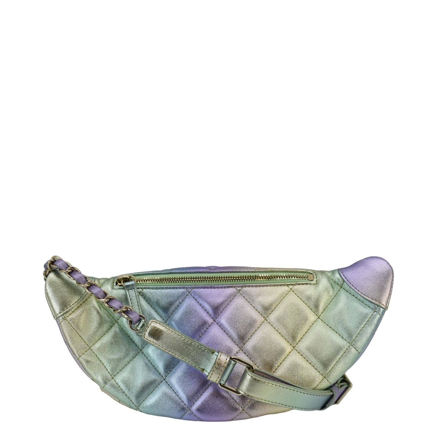 Chanel Iridescent Rainbow Quilted Bumbag Leather Multicolor Travel Bag