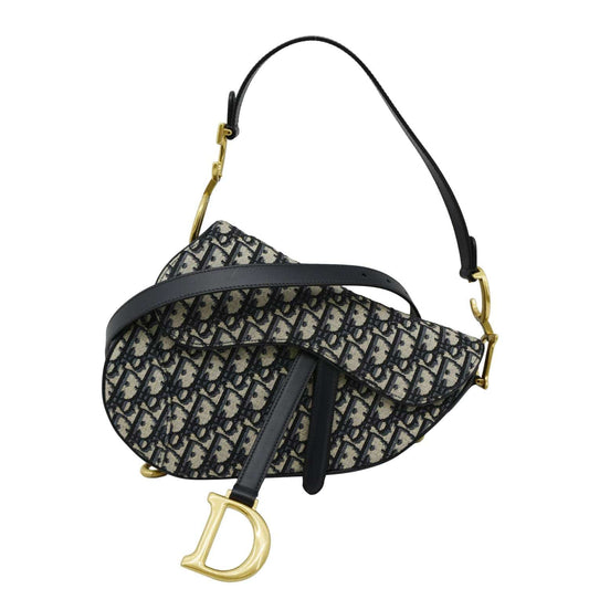 Dior Saddle Oblique Jacquard Crossbody Bag Navy Blue