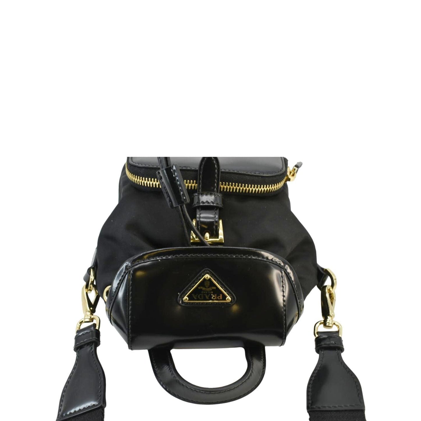 Prada Re Brushed Crossbody Backpack Leather Nylon Black Crossbody Bag