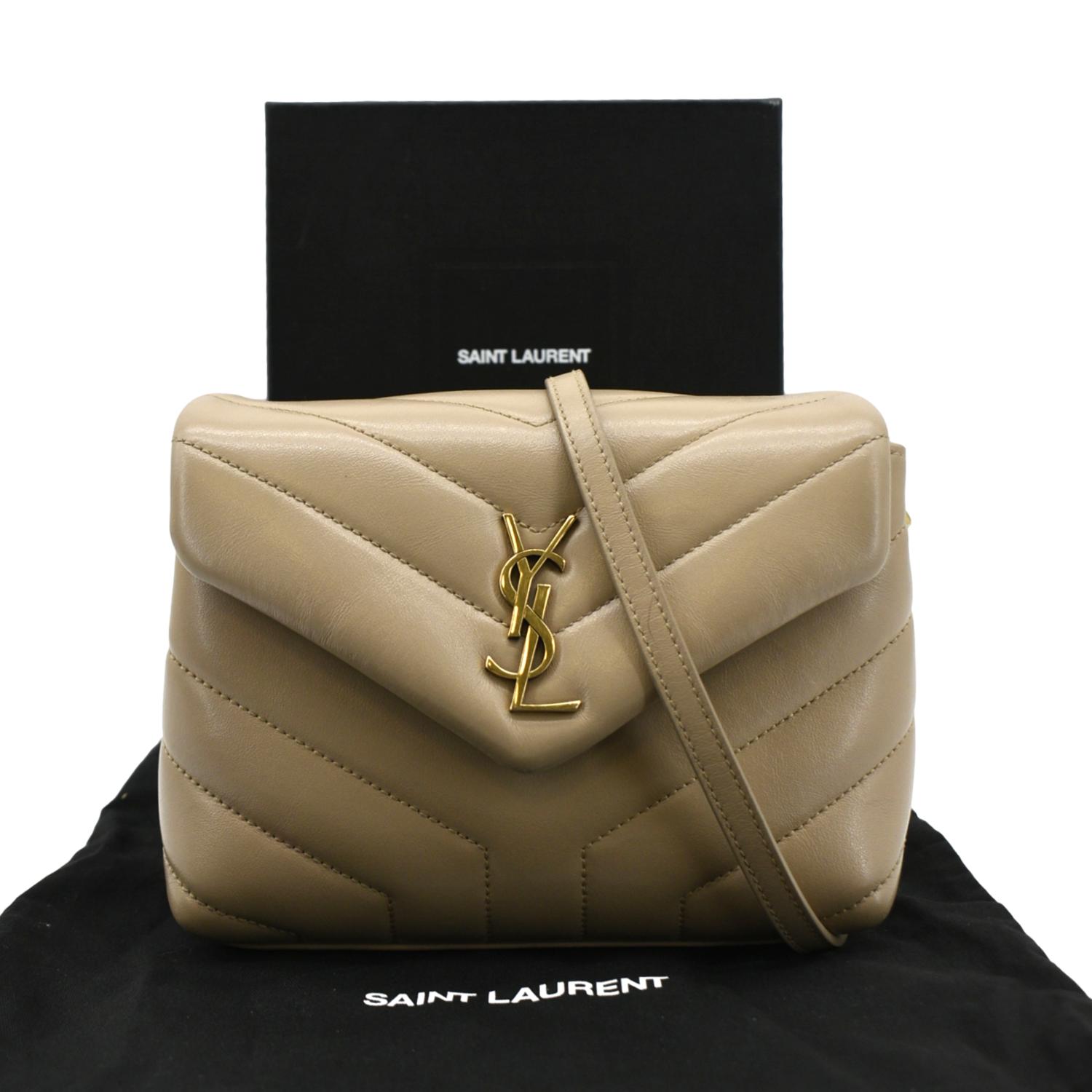 YSL Saint Laurent Yves Loulou Crossbody Bag Leather Matelasse Brown