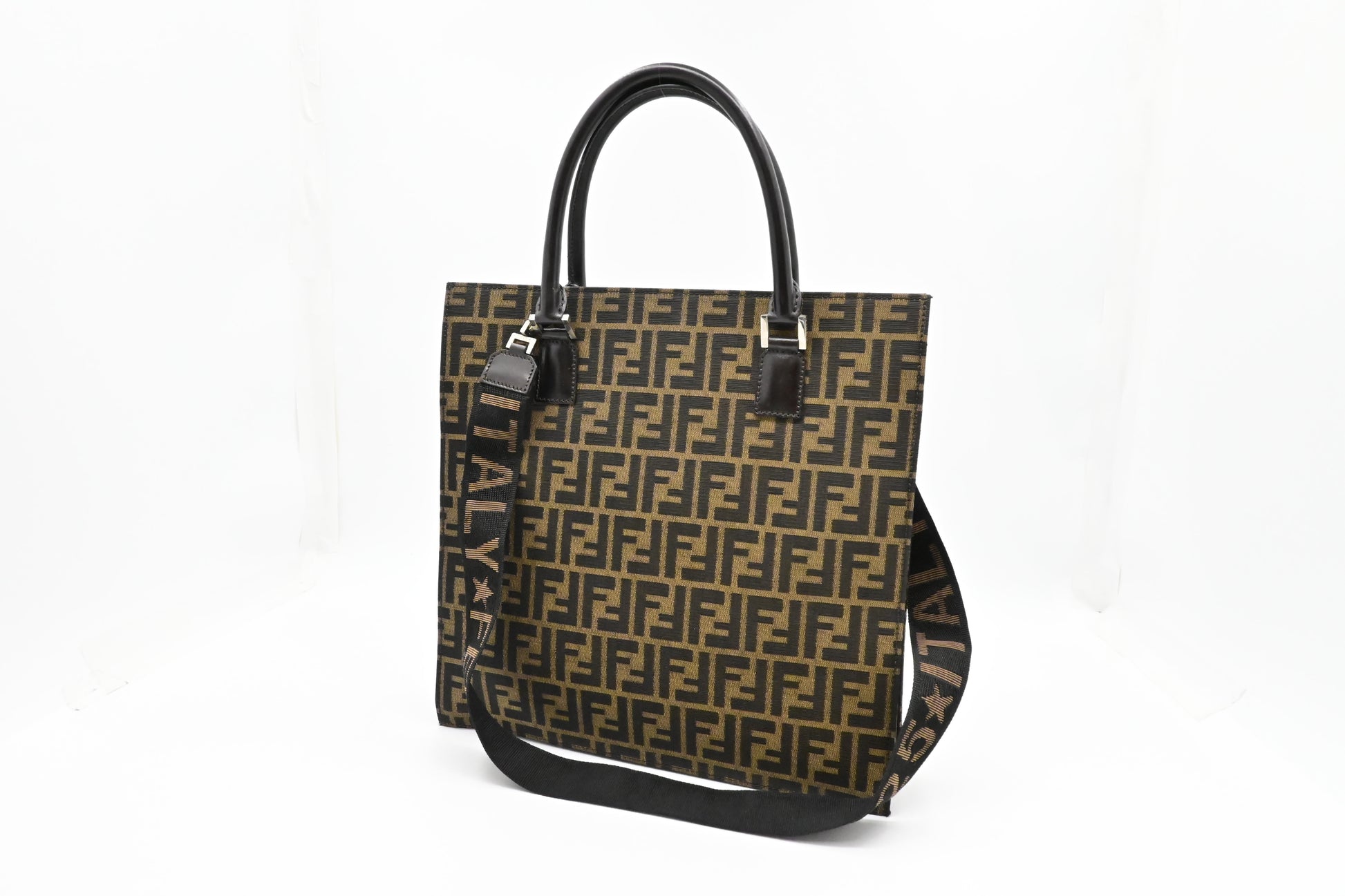 Fendi Tote In Zucca Canvas Zip Tote Bag
