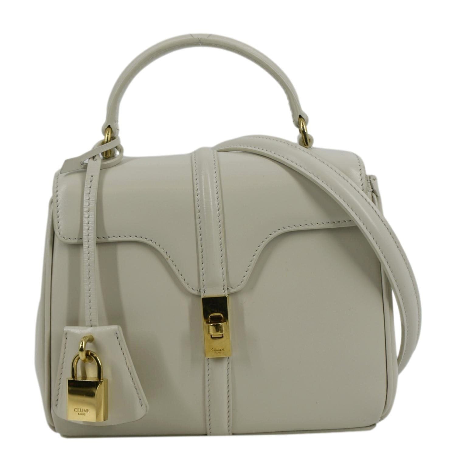 Laminated Shoulder Bag Limestone Leather Small