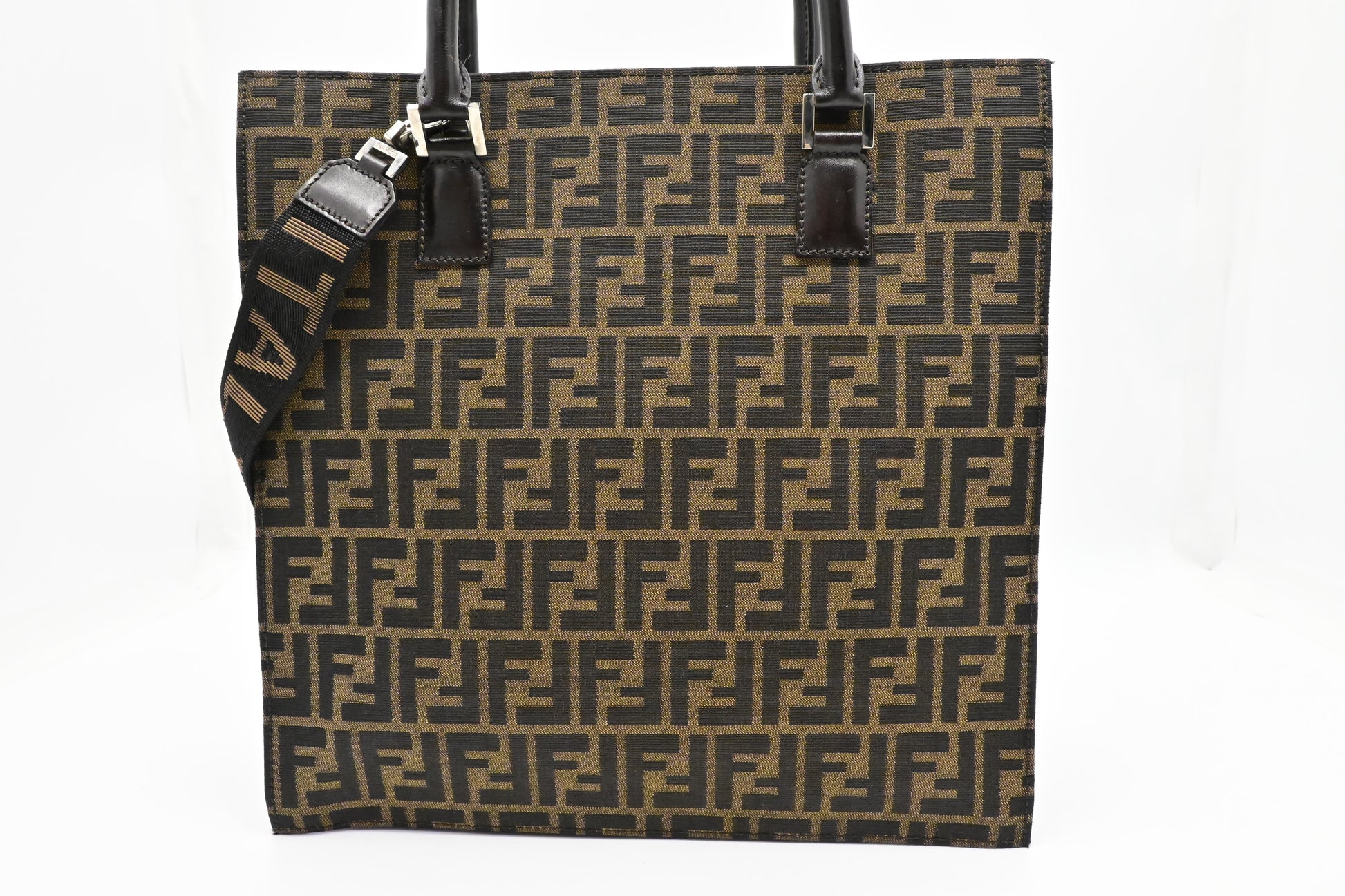 Fendi Tote In Zucca Canvas Zip Tote Bag