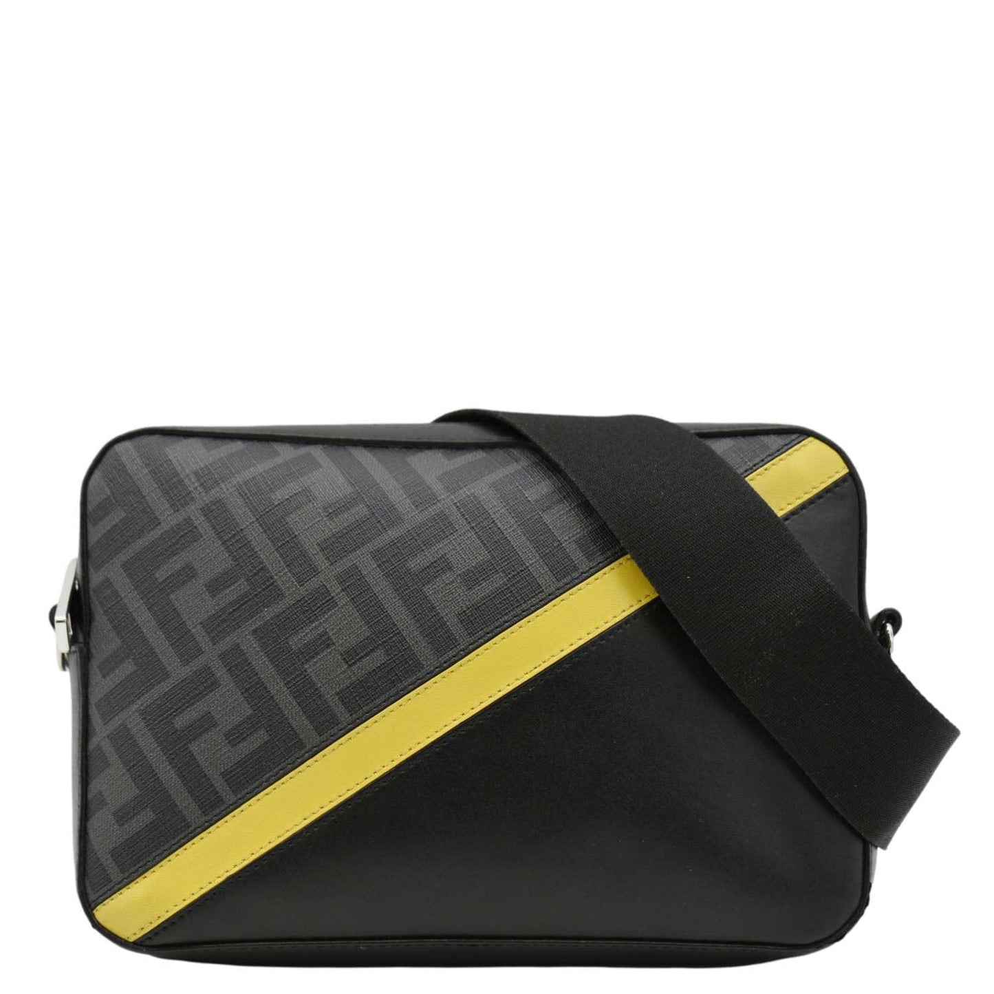 Fendi Diagonal Ff Zucca Camera Case Crossbody Bag Canvas Black Medium