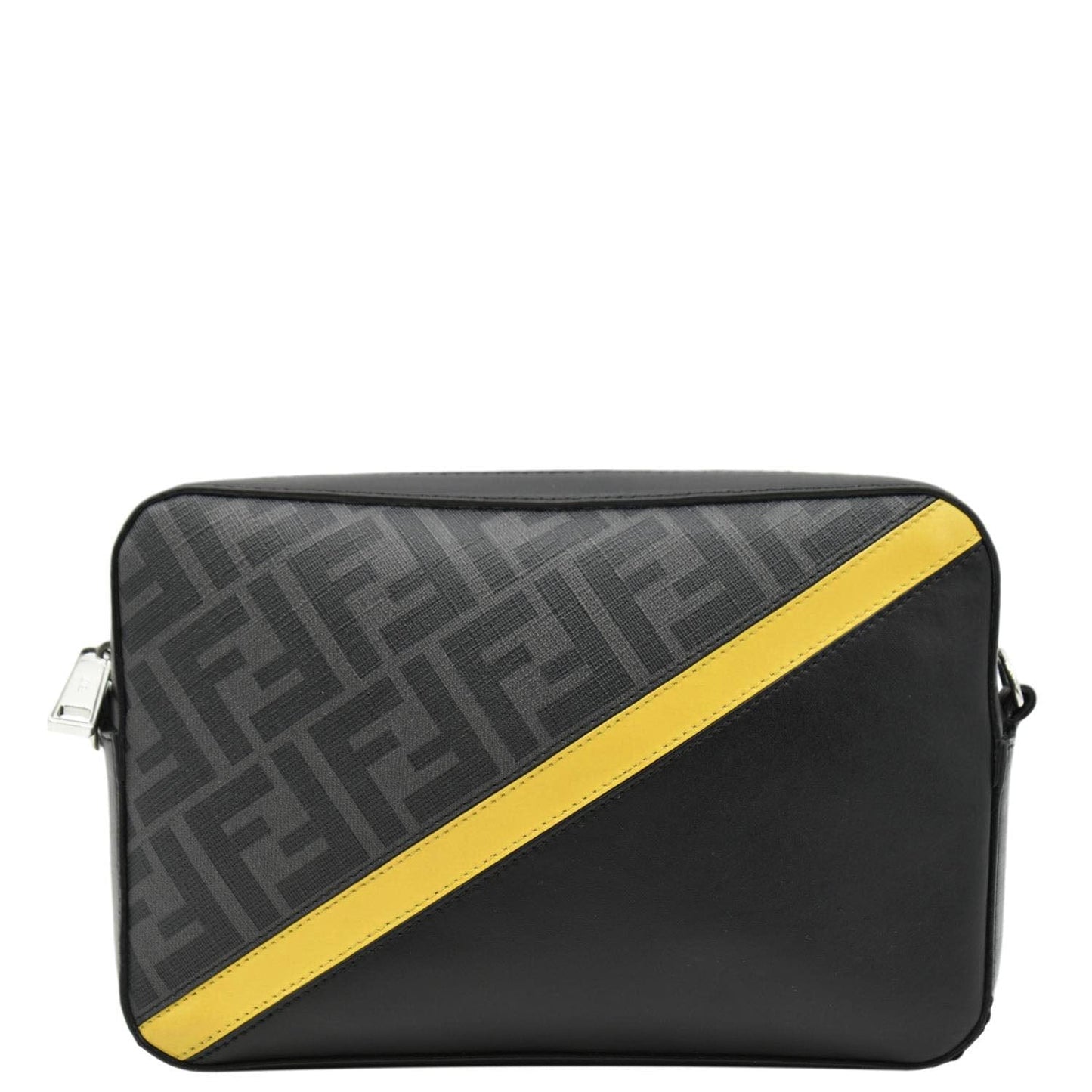 Fendi Diagonal Ff Zucca Camera Case Crossbody Bag Canvas Black Medium