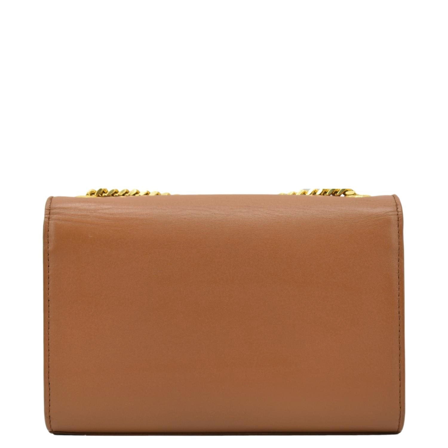 YSL Saint Laurent Yves Kate Clutch Crossbody Bag Leather Tan Chain Clutch Bag