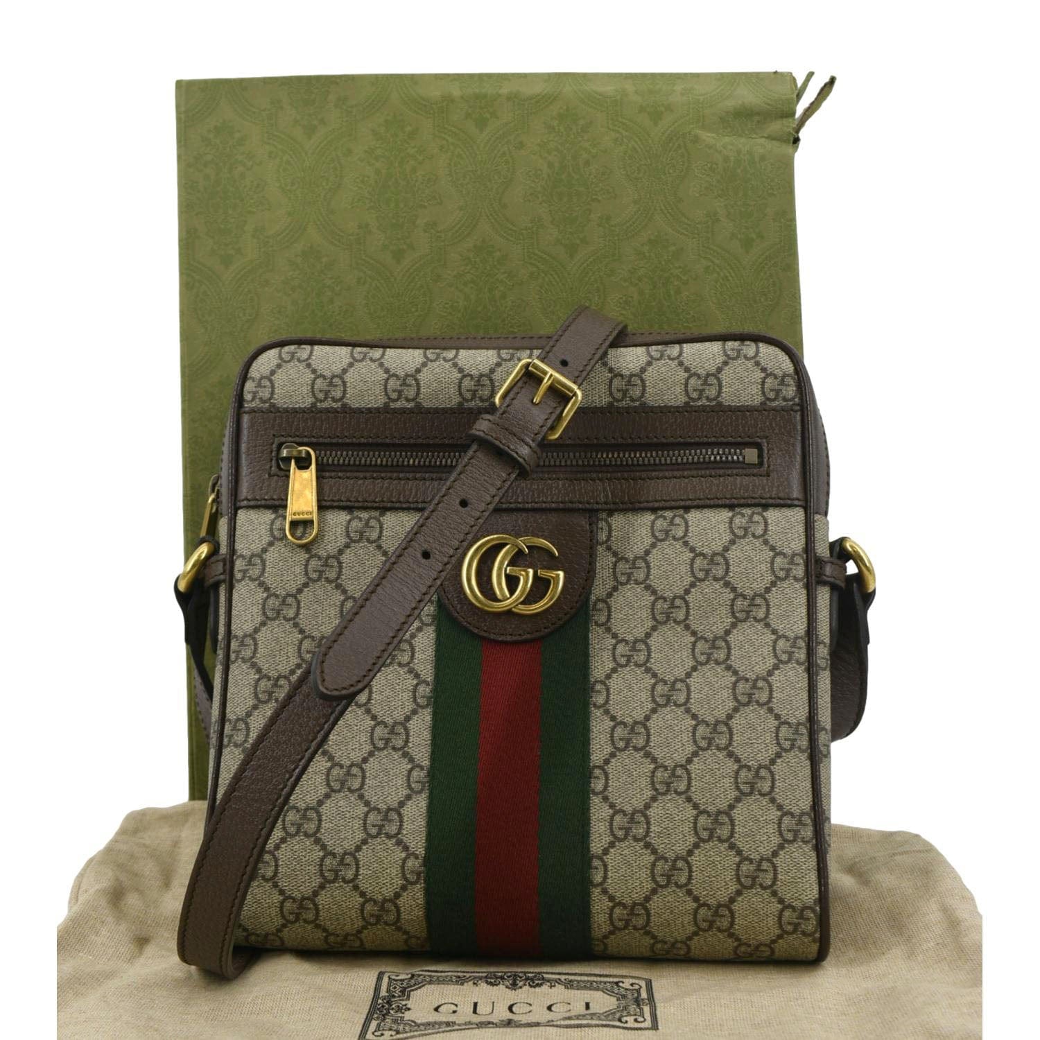 Gucci Ophidia Messenger Bag Canvas Beige Crossbody Bag