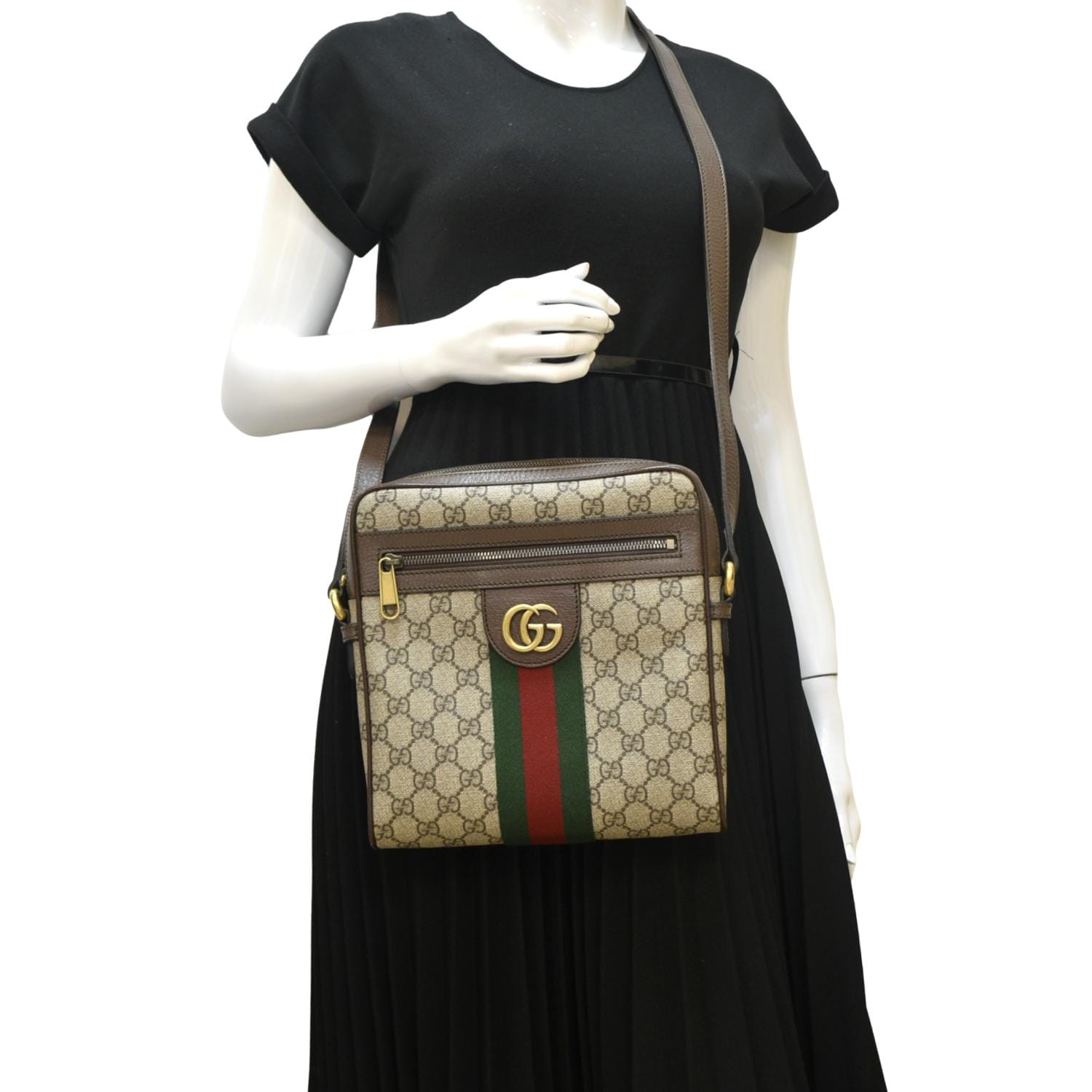 Gucci Ophidia Messenger Bag Canvas Beige Crossbody Bag