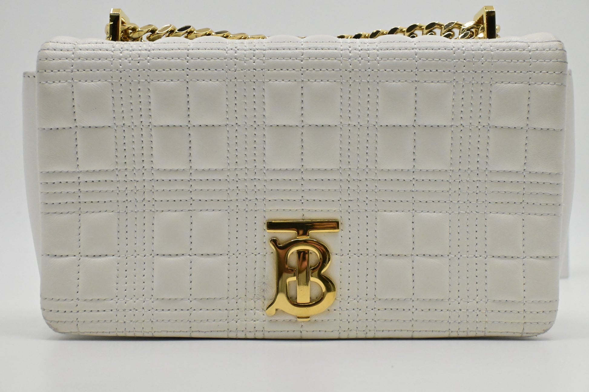 Burberry Lola Crossbody In Leather White Crossbody Bag
