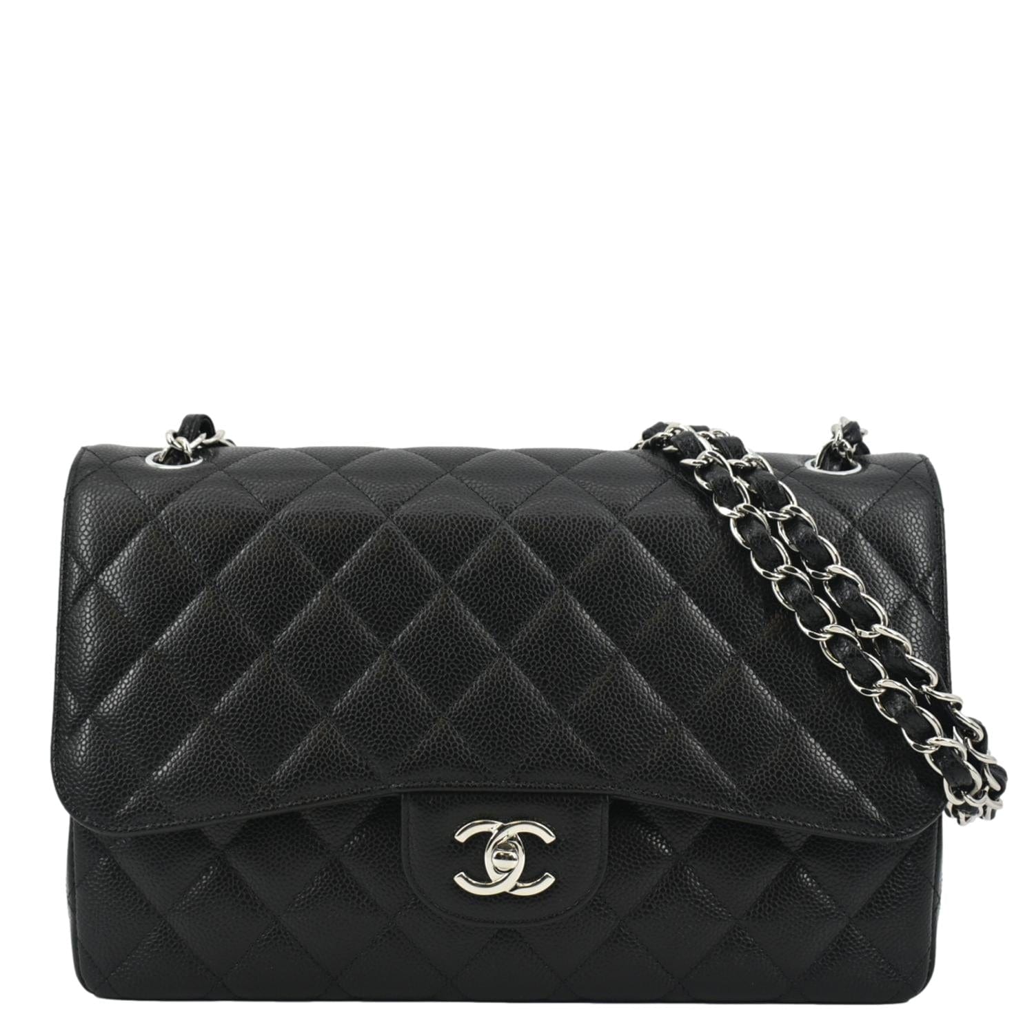 Chanel Classic Double Flap Quilted Leather Black Travel Bag Flap Bag