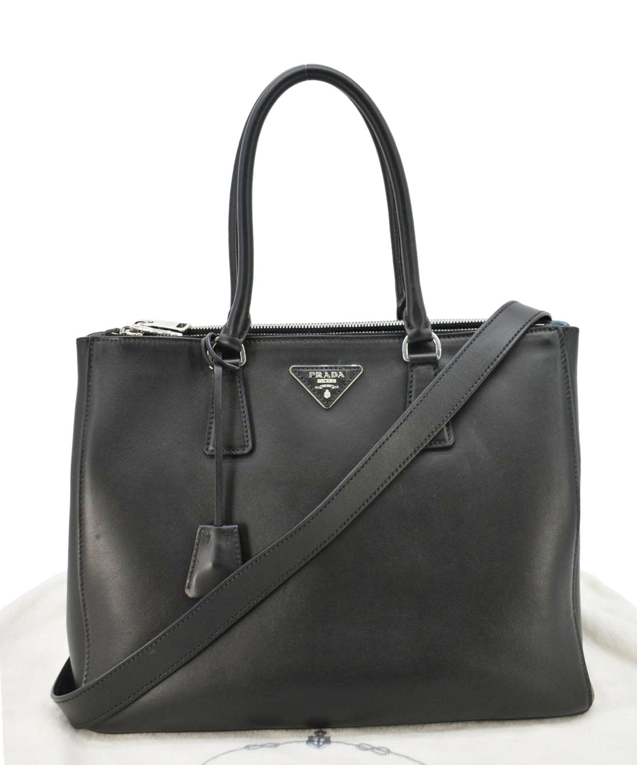 Galleria Tote Shoulder Bag Leather Black