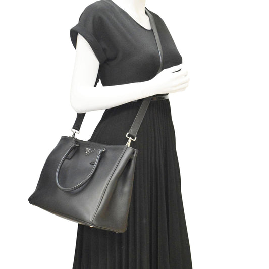 Prada Galleria Tote Shoulder Bag Leather Black Large