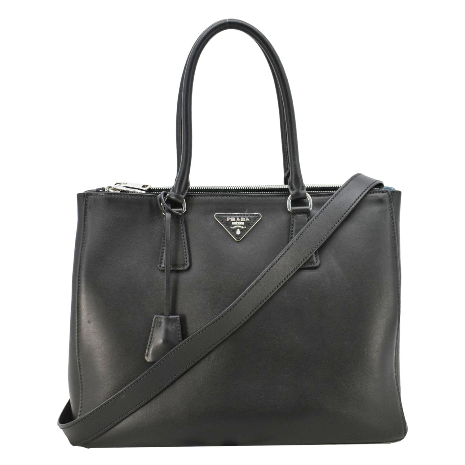 Galleria Tote Shoulder Bag Leather Black