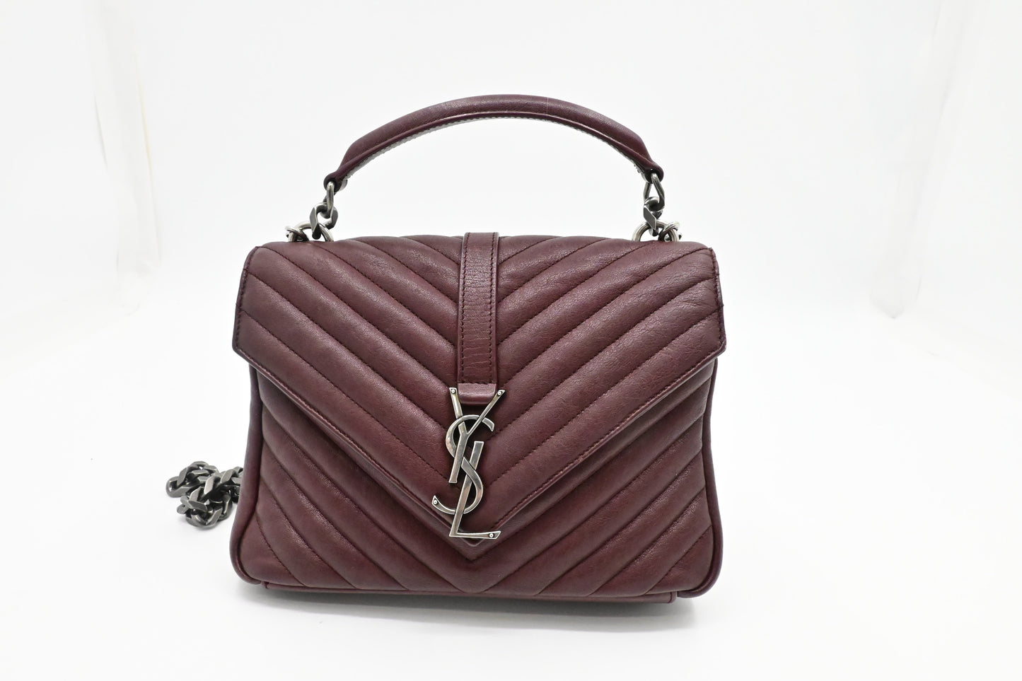 YSL Saint Laurent College In Burgundy Travel Bag Leather Medium