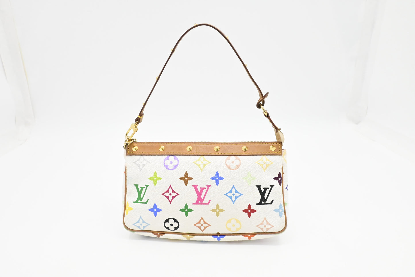 Louis Vuitton x Takashi Murakami Pochette Accessoires Monogram Canvas White Multicolor Clutch Bag