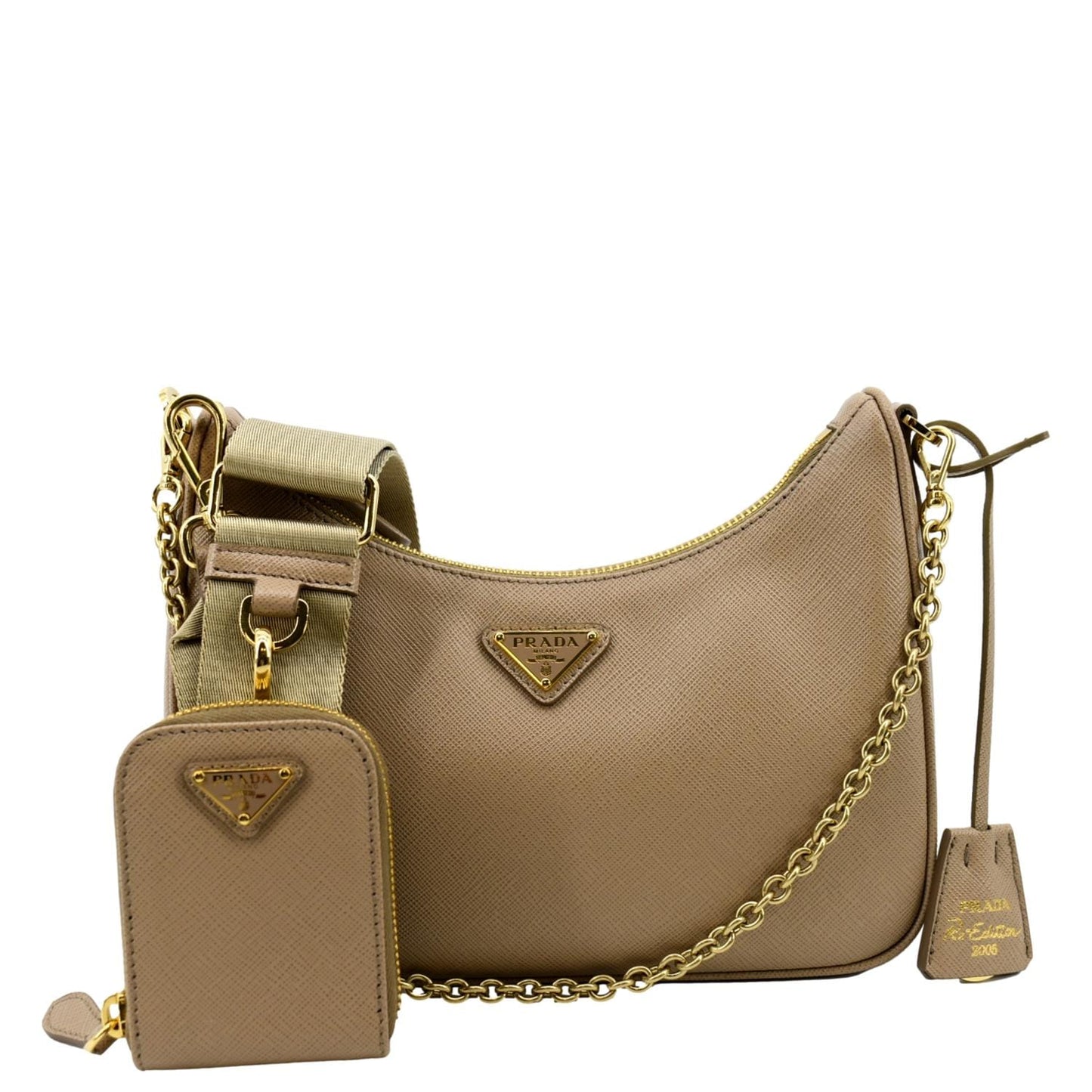 Re Edition Saffiano Shoulder Bag Leather Beige
