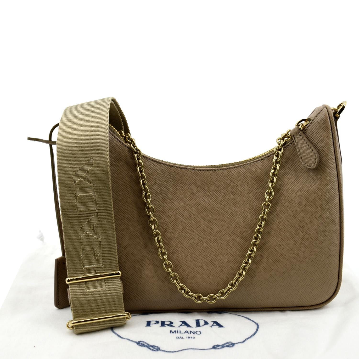 Re Edition Saffiano Shoulder Bag Leather Beige
