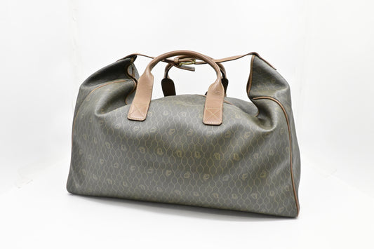 Dior Travel Bag In Dark Honeycomb Canvas Green
