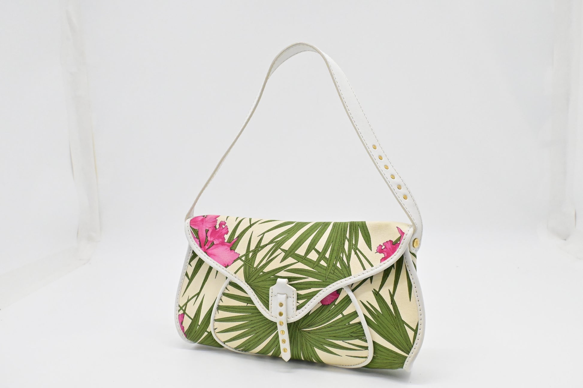 Celine Poulbot In Palm Print Handbag Canvas Travel Bag