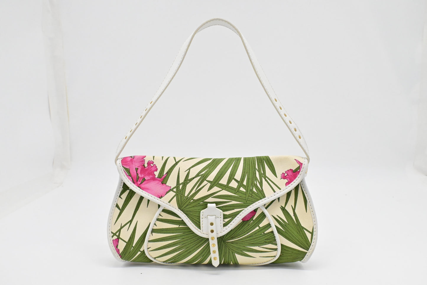 Celine Poulbot In Palm Print Handbag Canvas Travel Bag
