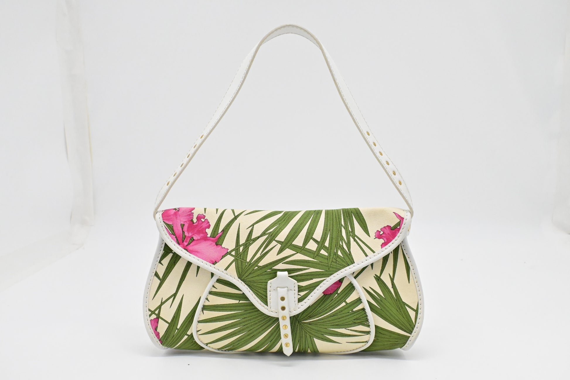 Celine Poulbot In Palm Print Handbag Canvas Travel Bag