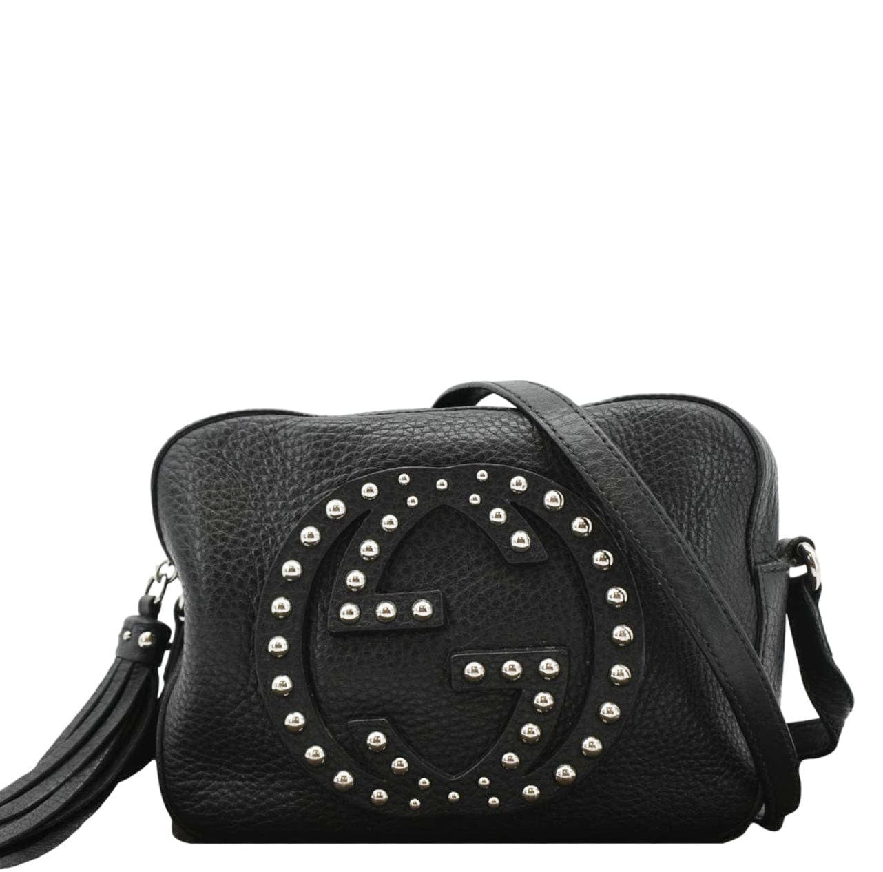 Gucci Soho Disco Studded Crossbody Bag Leather Black