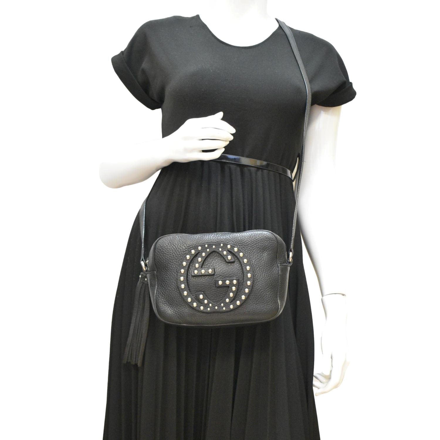 Gucci Soho Disco Studded Crossbody Bag Leather Black