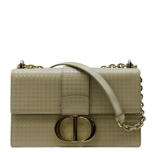Dior Cannage Montaigne Crossbody Bag Light Leather Patent Beige