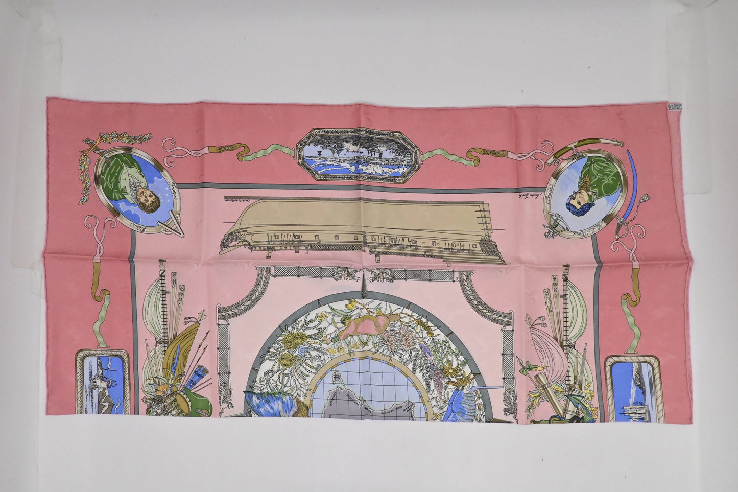 Hermes 'Le Geographe' Carre In Silk Handbag Pink Travel Bag