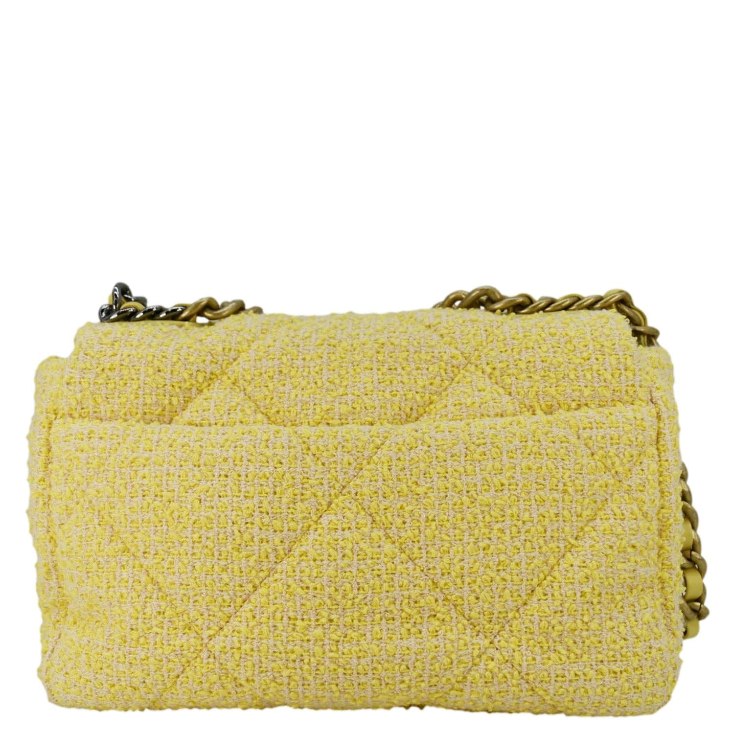 Chanel 19 Flap Quilted Tweed Beige Travel Bag