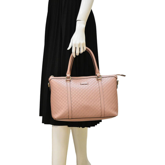 Gucci Convertible Microssima Satchel Bag Dusty Leather Pink Travel Bag