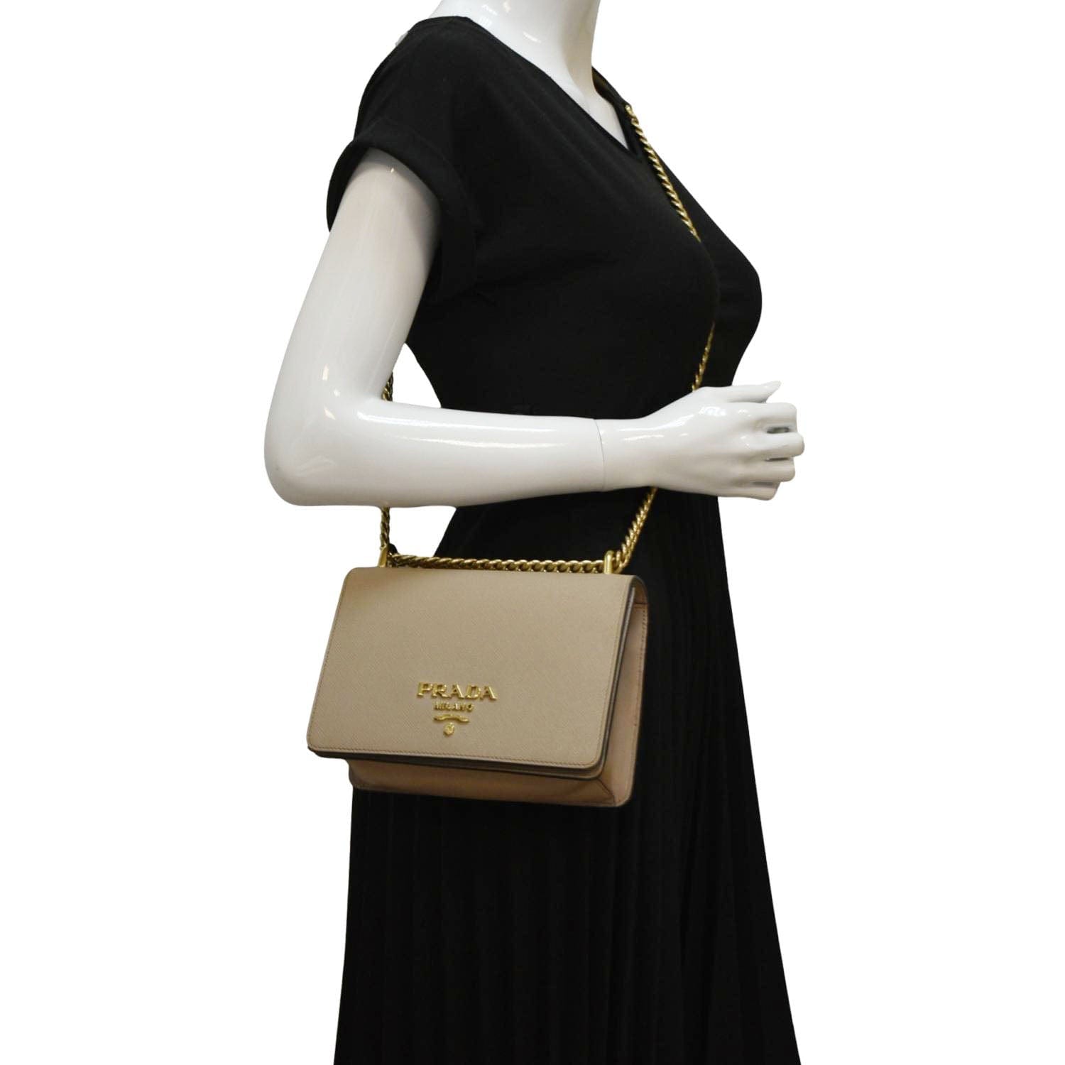 Soft Saffiano Crossbody Bag Leather Beige