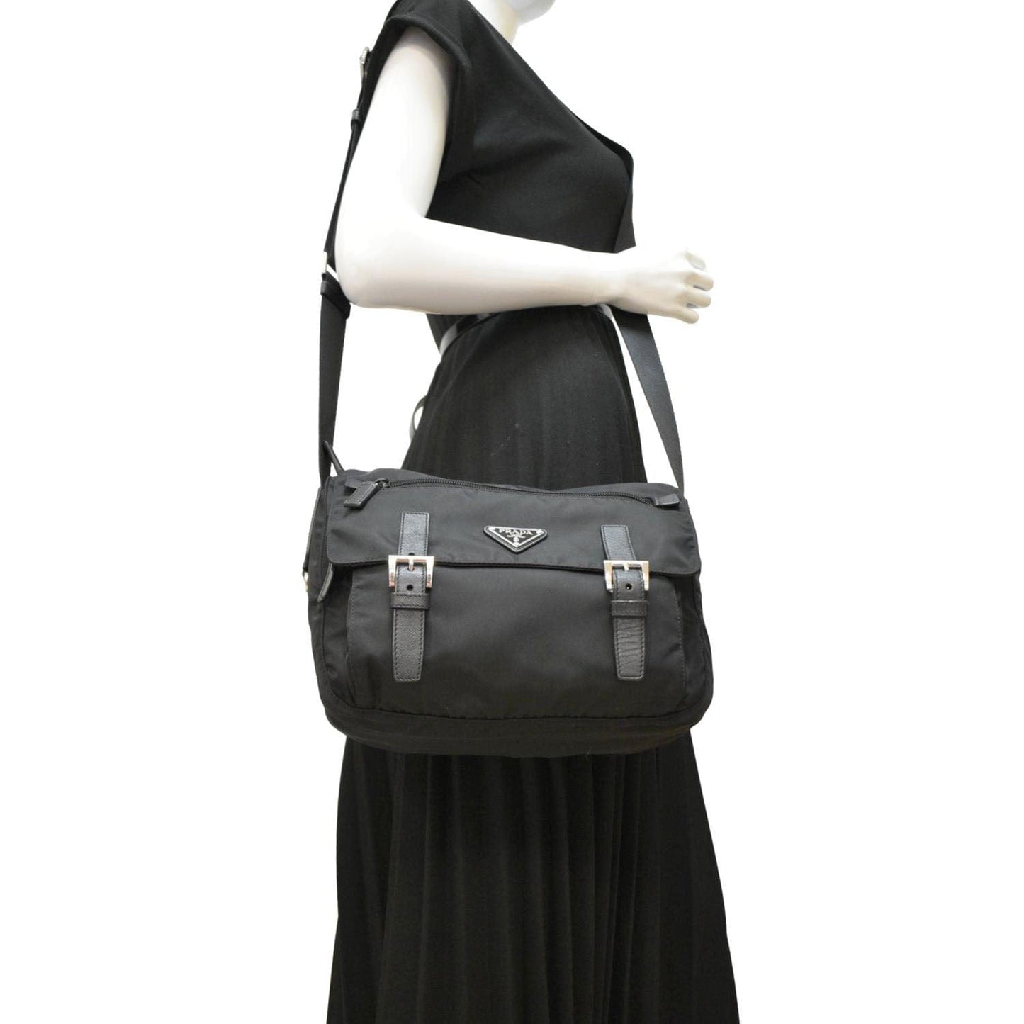 Prada Vela Re Edition Messenger Bag Nylon Black Crossbody Bag