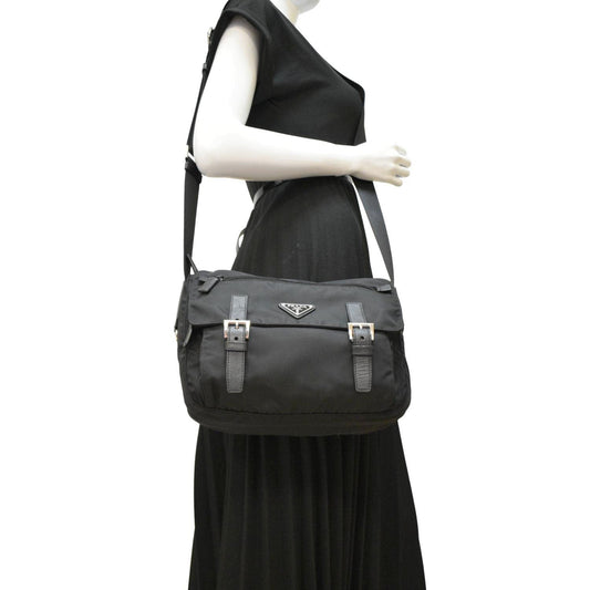 Prada Vela Re Edition Messenger Bag Nylon Black Crossbody Bag