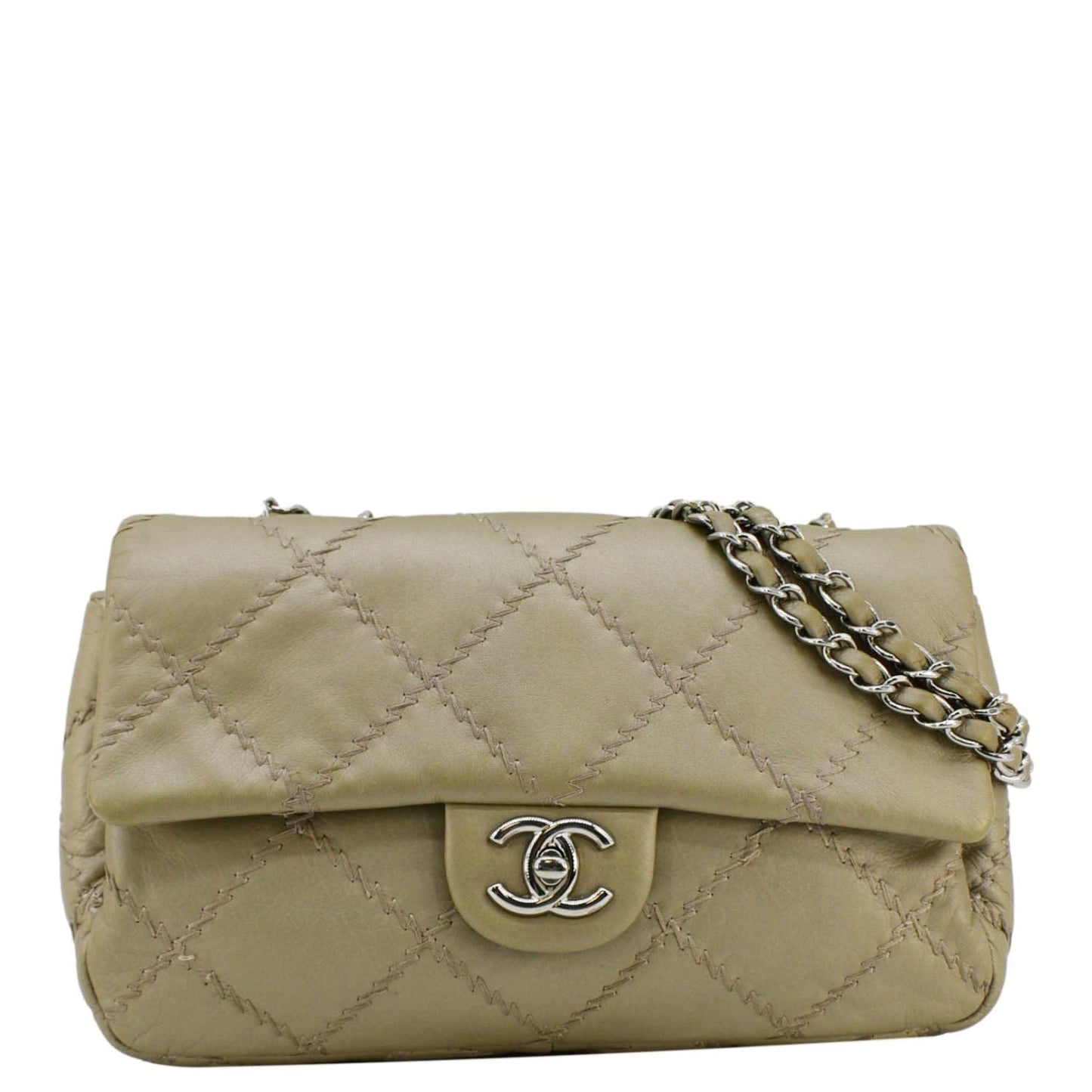 Chanel Ultra Stitch Flap Quilted Leather Calfskin Beige Travel Bag