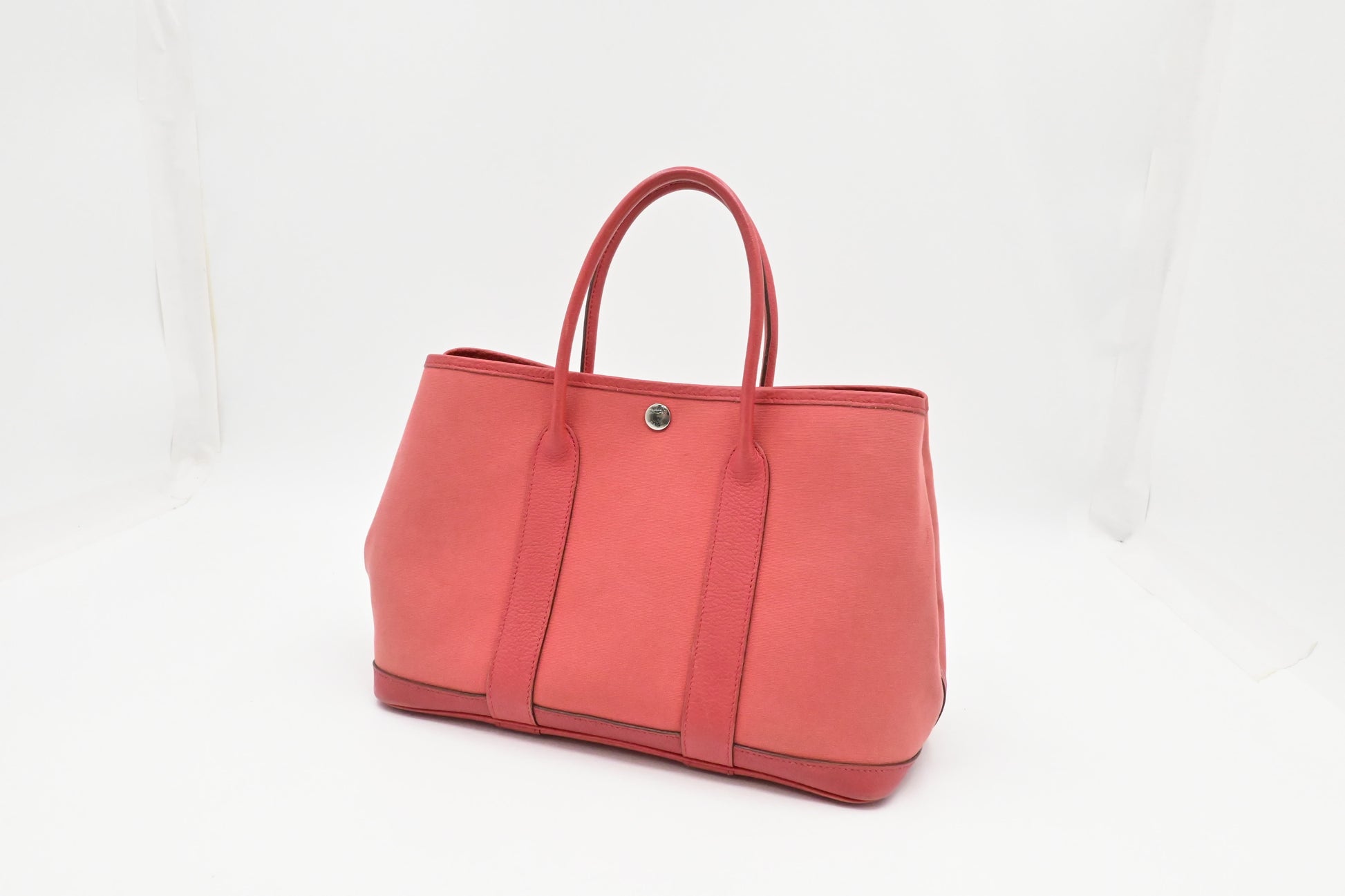 Hermes Garden Party In Handbag Canvas Pink Travel Bag