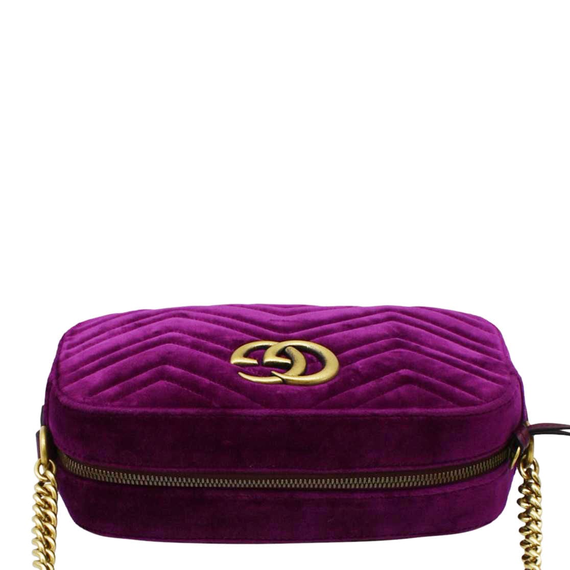 Gucci Marmont Velvet Shoulder Bag Purple Matelasse Small