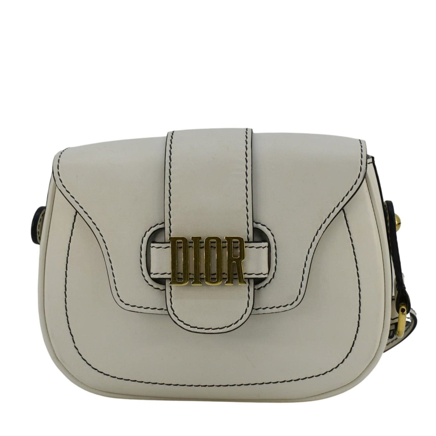 Dior Fence Calfskin Saddle Bag Leather White Shoulder Bag