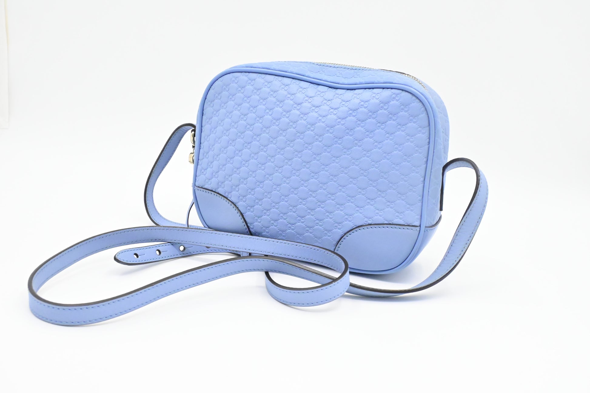 Gucci Baby Micro Guccissima Leather Blue Crossbody Bag