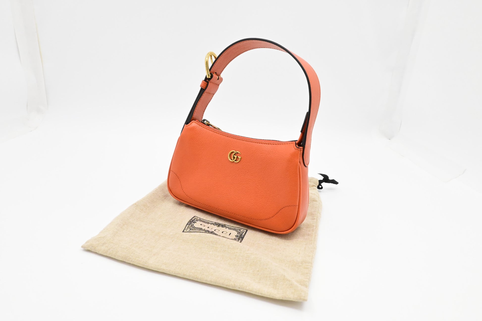 Gucci Aphrodite Leather Orange Shoulder Bag