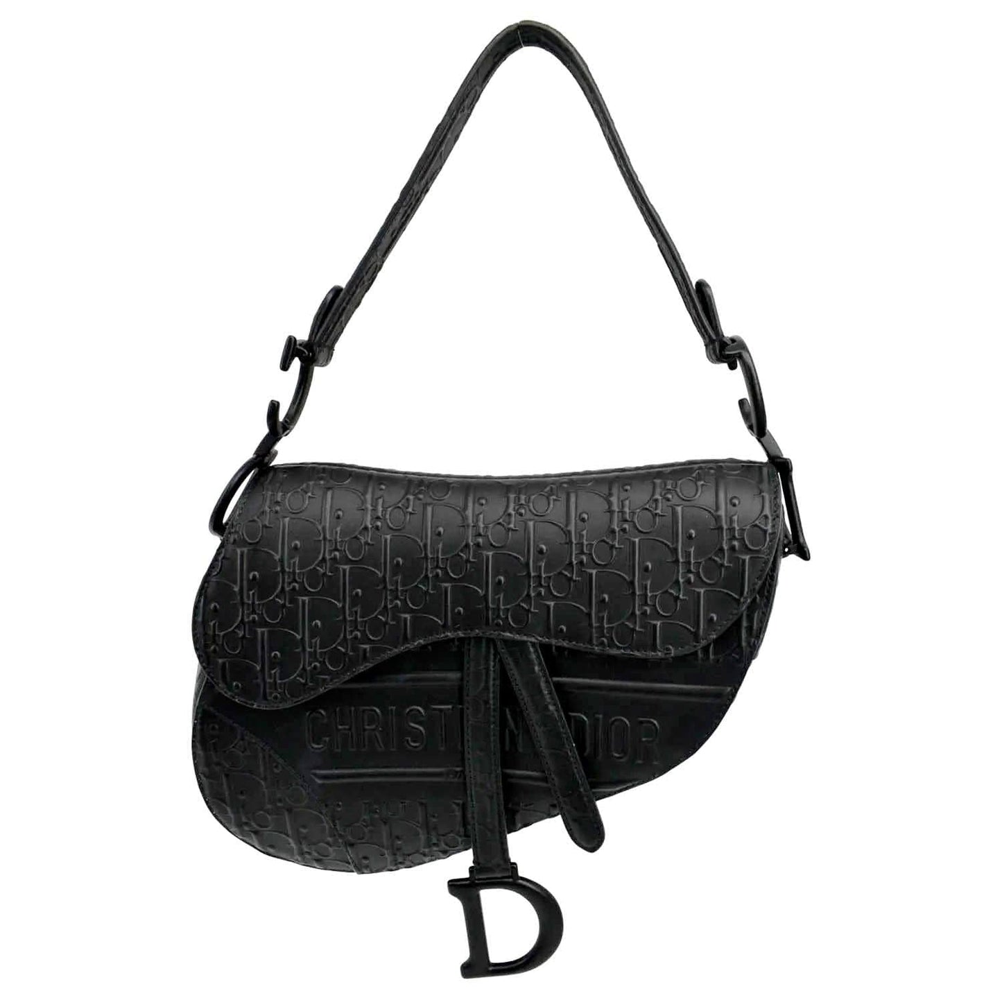 Dior Saddle Oblique Embossed Calfskin Satchel Bag Black Travel Bag