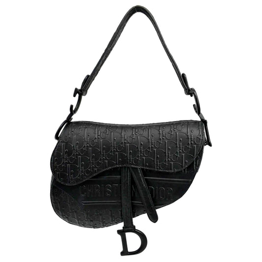 Dior Saddle Oblique Embossed Calfskin Satchel Bag Black Travel Bag