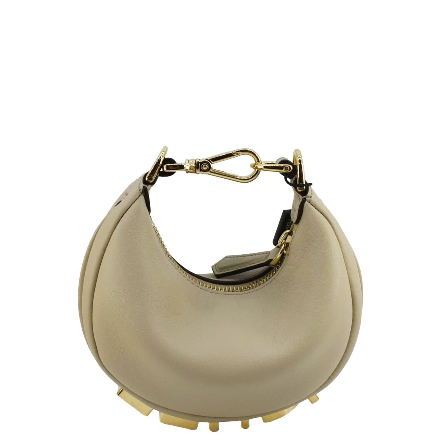 Fendi graphy Smooth Hobo Bag Leather Cream Mini